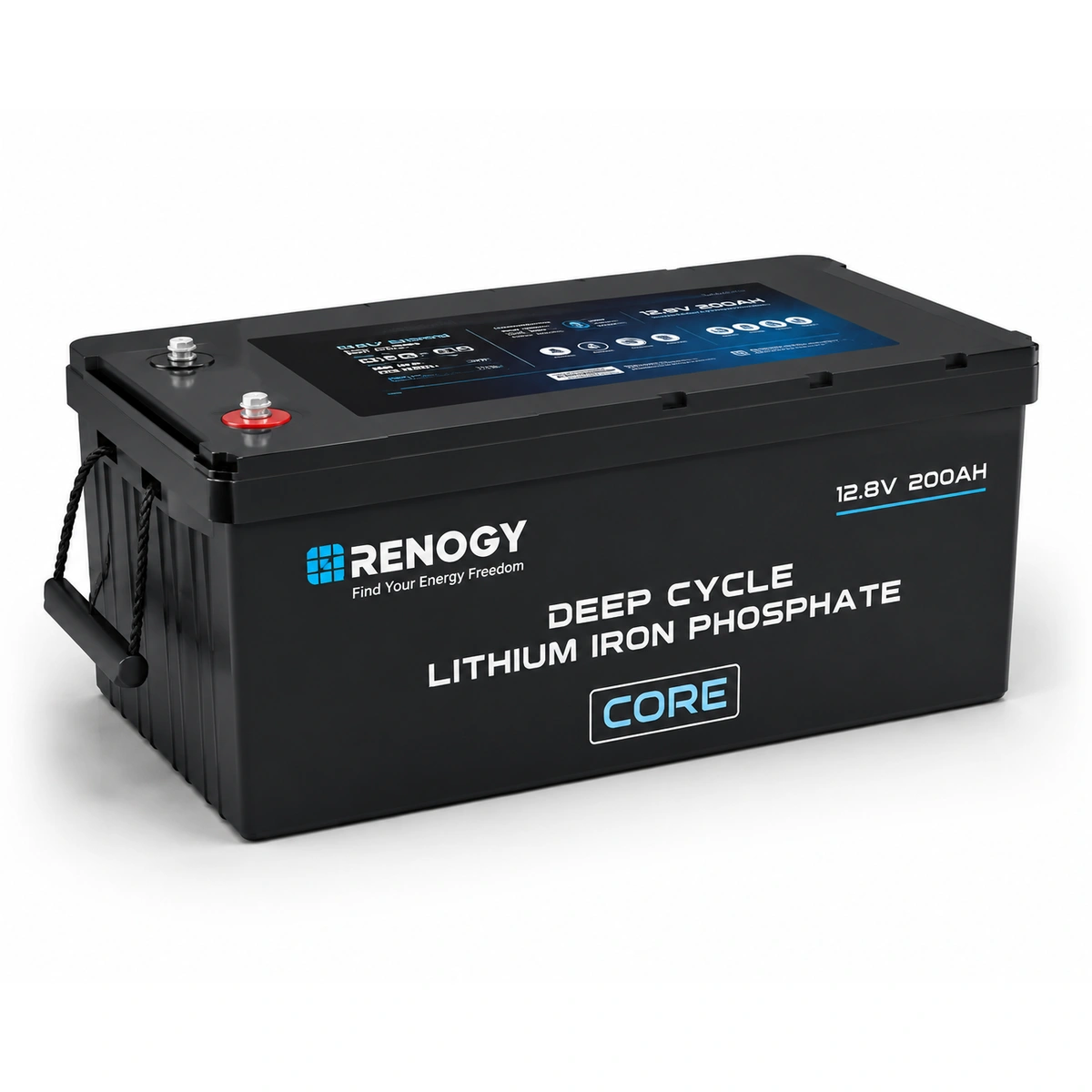 Product image for Renogy 12V 200Ah Lithium LiFePO4 Deep Cycle Battery, 5000+Deep Cycles, 200A BMS,Backup Power for Trolling motor, Cabin,Marine, Off-Grid Home Energy Storage-Core Series